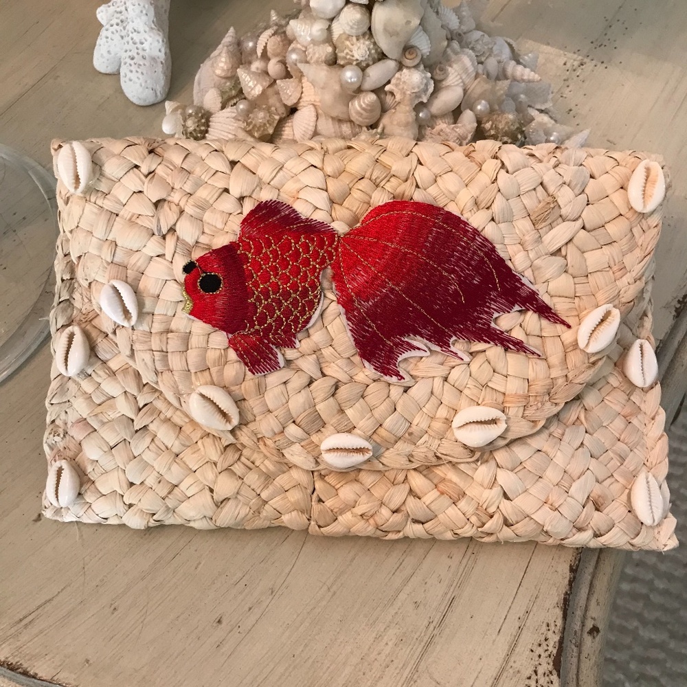 Koi Fish straw Clutch NWT